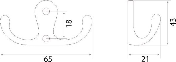 Крючок для одежды Trodos ZY-110А 2-рожковый сплав ЦАМ