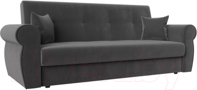 Диван Лига Диванов Лига-019 / 118343 (велюр серый/подушки серый) - фото