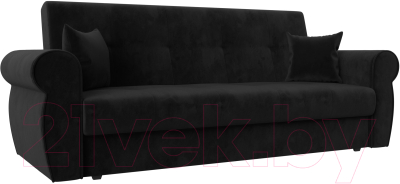 Диван Лига Диванов Лига-019 / 118347 (велюр черный/подушки черный) - фото