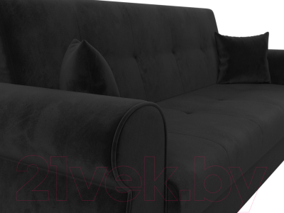 Диван Лига Диванов Лига-019 / 118347 (велюр черный/подушки черный)