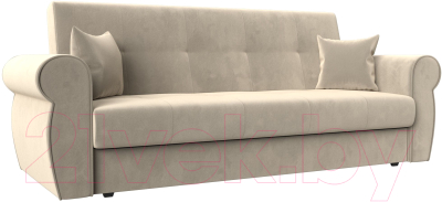 Диван Лига Диванов Лига-019 / 118349 (микровельвет бежевый/подушки бежевый) - фото