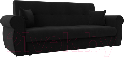 Диван Лига Диванов Лига-019 / 118365 (микровельвет черный/подушки черный) - фото