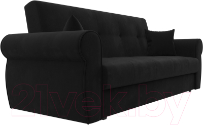 Диван Лига Диванов Лига-019 / 118365 (микровельвет черный/подушки черный)