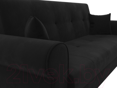 Диван Лига Диванов Лига-019 / 118365 (микровельвет черный/подушки черный)