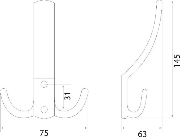 Крючок для одежды Trodos ZY-201A 3-рожковый сплав ЦАМ