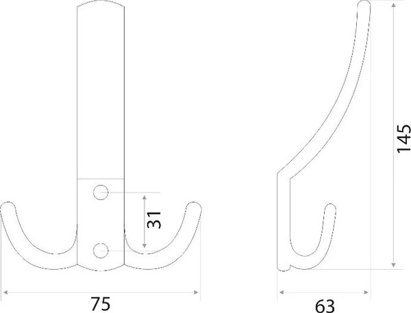Крючок для одежды Trodos ZY-201A 3-рожковый сплав ЦАМ