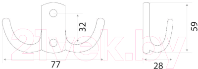 Крючок для одежды Trodos ZY-201В 2-рожковый сплав ЦАМ