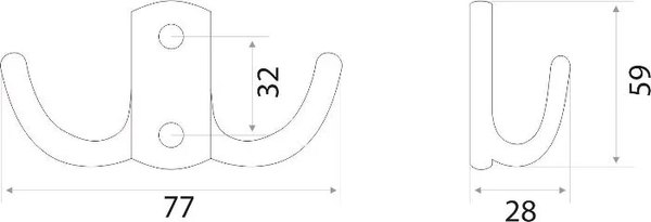 Крючок для одежды Trodos ZY-201С 2-рожковый сплав ЦАМ