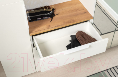 Шкаф Mobi Октава 13.338 (белый PE шагрень/дуб золотой Craft)