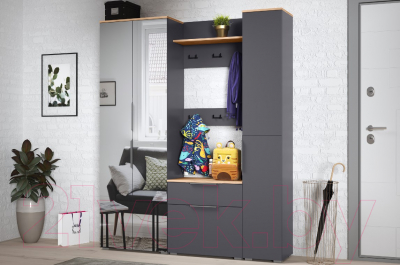 Шкаф-пенал Mobi Октава 13.228 (серый графит 0162 РЕ/дуб золотой Craft/графит ZB 856-2 ПВХ)