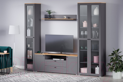 Тумба Mobi Остин 16.47 (серый графит 0162 РЕ/дуб золотой Craft/графит ZB 856-2 ПВХ)