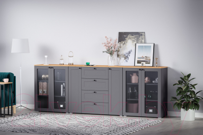 Тумба Mobi Остин 16.394.01 (серый графит 0162 РЕ/дуб золотой craft/графит ZB 856-2 ПВХ)