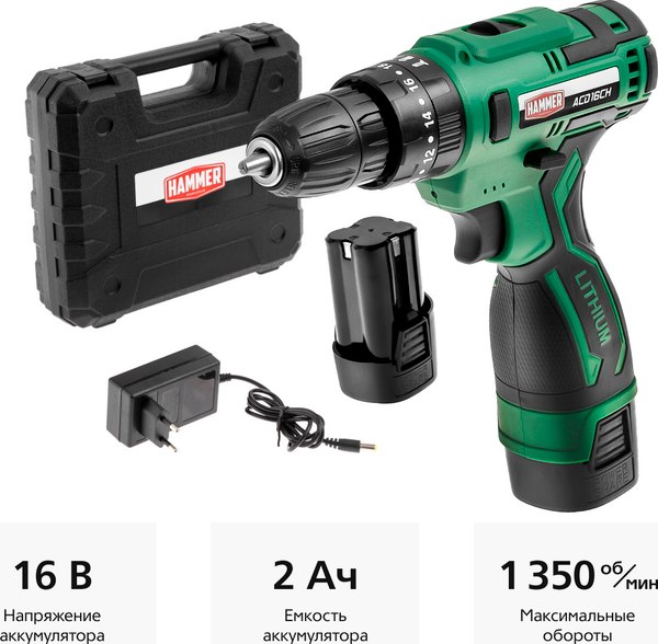 Аккумуляторная дрель-шуруповерт Hammer ACD16CH
