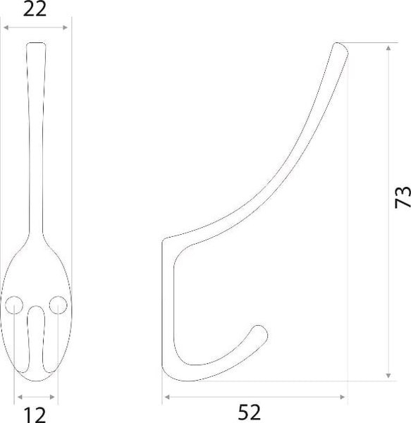 Крючок для одежды Trodos ZY-116 2-рожковый сплав ЦАМ