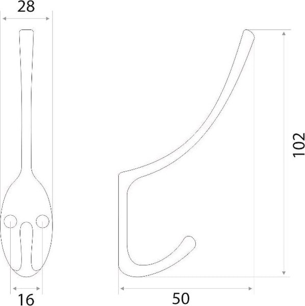 Крючок для одежды Trodos ZY-703А 2-рожковый сплав ЦАМ
