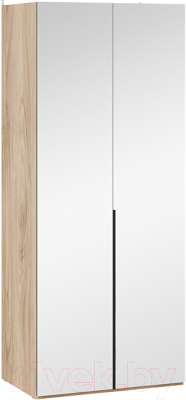 Шкаф ТриЯ Порто СМ-393.07.004 с 2 зеркальными дверями (яблоня беллуно/графит) - фото