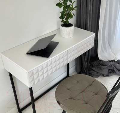 Консольный столик Shtabe Simple 7011 эко (травертин/белый/черный)