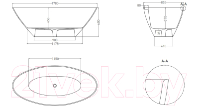 Ванна из искусственного мрамора Umy Home Mia 178x85 / UG11112