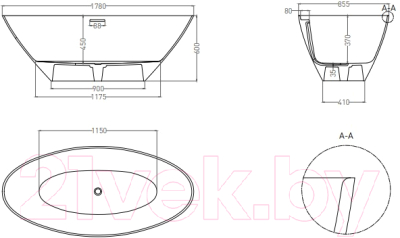 Ванна из искусственного мрамора Umy Home Mia Kit 178x85 / UG11212