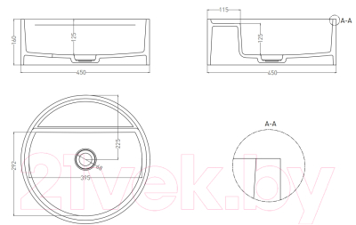 Умывальник Umy Home Sol 02 45x45 / UG20511RF