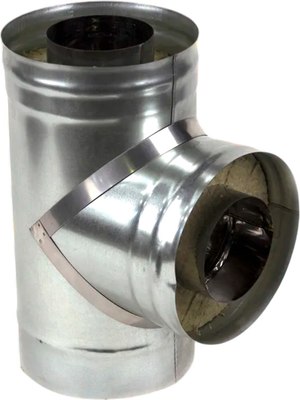 Тройник для дымохода Гефест Сталь 90 150x220 AISI 430/430 0.8мм/0.5мм (К) 400мм - фото