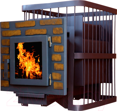 Печь-каменка КомфортПром Декор Сталь дверь со стеклом 112211778 - фото
