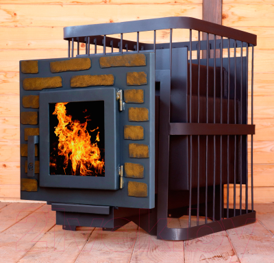 Печь-каменка КомфортПром Декор Сталь дверь со стеклом 112211778