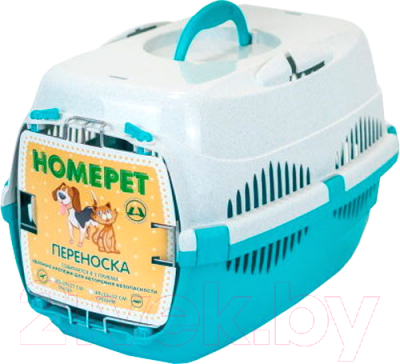 Переноска для животных Homepet Малая 78854 (43x29x27см, бирюзово-белый) - фото