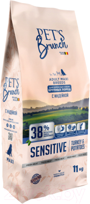 Сухой корм для собак Pet's Brunch Для для взрослых собак крупных пород с индейкой (11кг) - фото