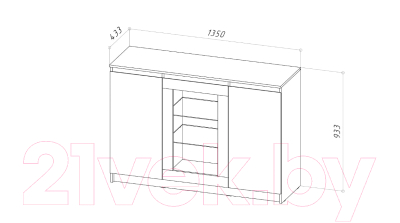 Тумба НК Мебель Stern Т-14 с витриной / 72678286 (белый)