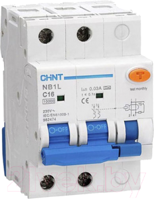 Дифференциальный автомат Chint 2п C 16А 30мА тип AC 10кА NB1L (54мм) (R) / 205091 - фото