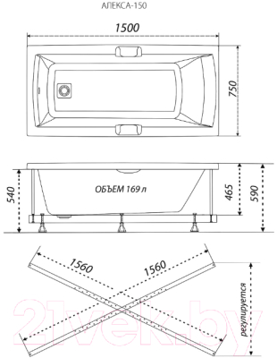 Ванна акриловая Triton Алекса 150x75