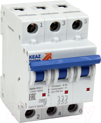 Выключатель автоматический КЭАЗ OptiDin BM63-3K63-УХЛ3 / 260834 - фото