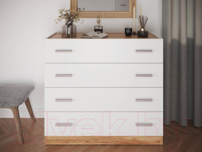 Комод НК Мебель Fresco КМ-100N / 72518529 (белый/дуб вотан)