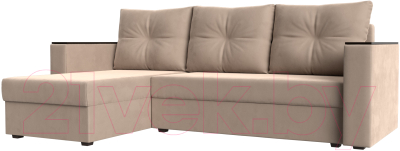 Диван угловой Лига Диванов Атланта Лайт Б/С левый / 117033L (велюр бежевый) - фото