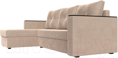 Диван угловой Лига Диванов Атланта Лайт Б/С левый / 117033L (велюр бежевый)