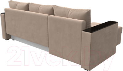 Диван угловой Лига Диванов Атланта Лайт Б/С левый / 117033L (велюр бежевый)