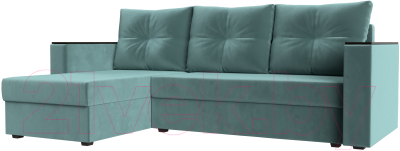 Диван угловой Лига Диванов Атланта Лайт Б/С левый / 117034L (велюр бирюзовый) - фото