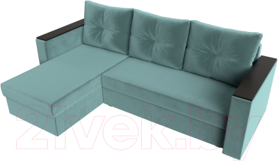 Диван угловой Лига Диванов Атланта Лайт Б/С левый / 117034L (велюр бирюзовый)