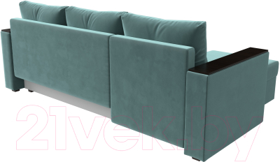 Диван угловой Лига Диванов Атланта Лайт Б/С левый / 117034L (велюр бирюзовый)