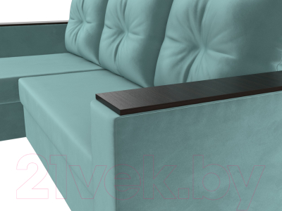 Диван угловой Лига Диванов Атланта Лайт Б/С левый / 117034L (велюр бирюзовый)