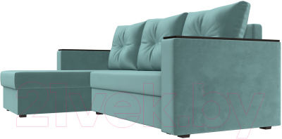 Диван угловой Лига Диванов Атланта Лайт Б/С левый / 117034L (велюр бирюзовый)