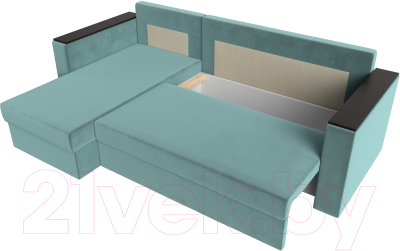 Диван угловой Лига Диванов Атланта Лайт Б/С левый / 117034L (велюр бирюзовый)