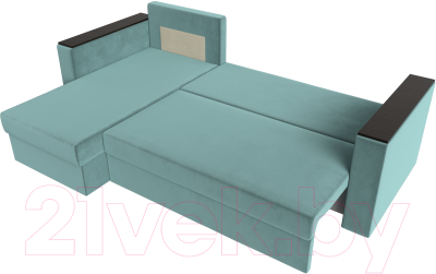 Диван угловой Лига Диванов Атланта Лайт Б/С левый / 117034L (велюр бирюзовый)
