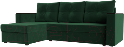 Диван угловой Лига Диванов Атланта Лайт Б/С левый / 117036L (велюр зеленый) - фото