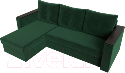 Диван угловой Лига Диванов Атланта Лайт Б/С левый / 117036L (велюр зеленый)