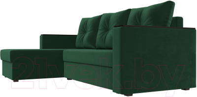 Диван угловой Лига Диванов Атланта Лайт Б/С левый / 117036L (велюр зеленый)