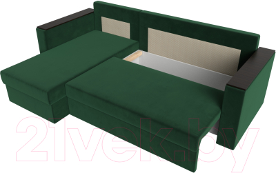 Диван угловой Лига Диванов Атланта Лайт Б/С левый / 117036L (велюр зеленый)