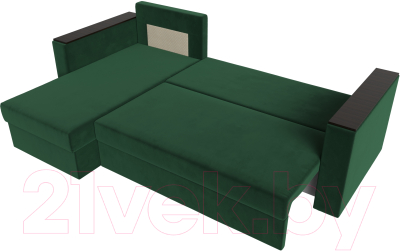 Диван угловой Лига Диванов Атланта Лайт Б/С левый / 117036L (велюр зеленый)