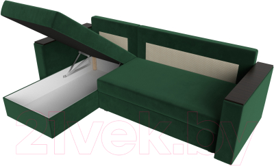 Диван угловой Лига Диванов Атланта Лайт Б/С левый / 117036L (велюр зеленый)